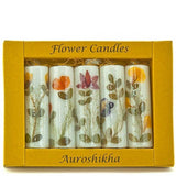 Auroshikha Cylinderical Candle w/ Dried Flowers (Unscented) - Set of 5