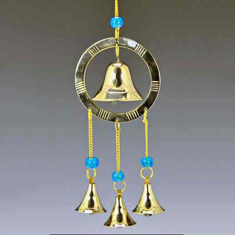 Bell in Ring Brass Wind Chime with Beads