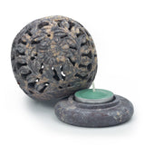Carved Soapstone Candle Ball 3.5" (C)