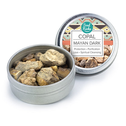 Mayan Dark Copal Incense Resin Tin