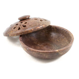 Natural Soapstone Incense Burner w/ Lid 4" (#827)