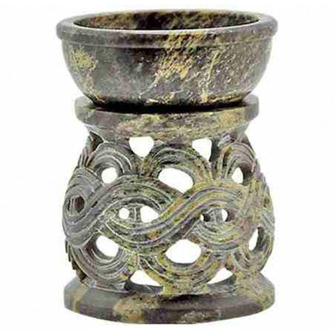 Natural Colored Celtic Soapstone Aroma Lamp - Oil Diffuser