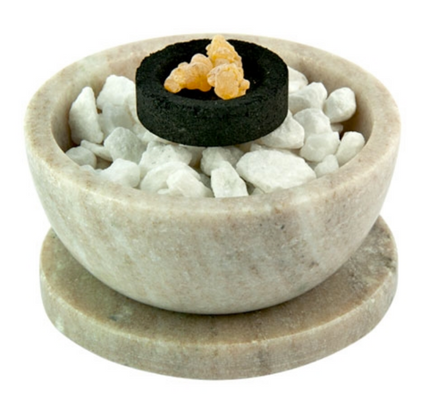 Brown Galaxy Marble Bowl w/ Coaster - Charcoal Resin Incense Burner