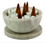 Brown Galaxy Marble Bowl w/ Coaster - Charcoal Resin Incense Burner