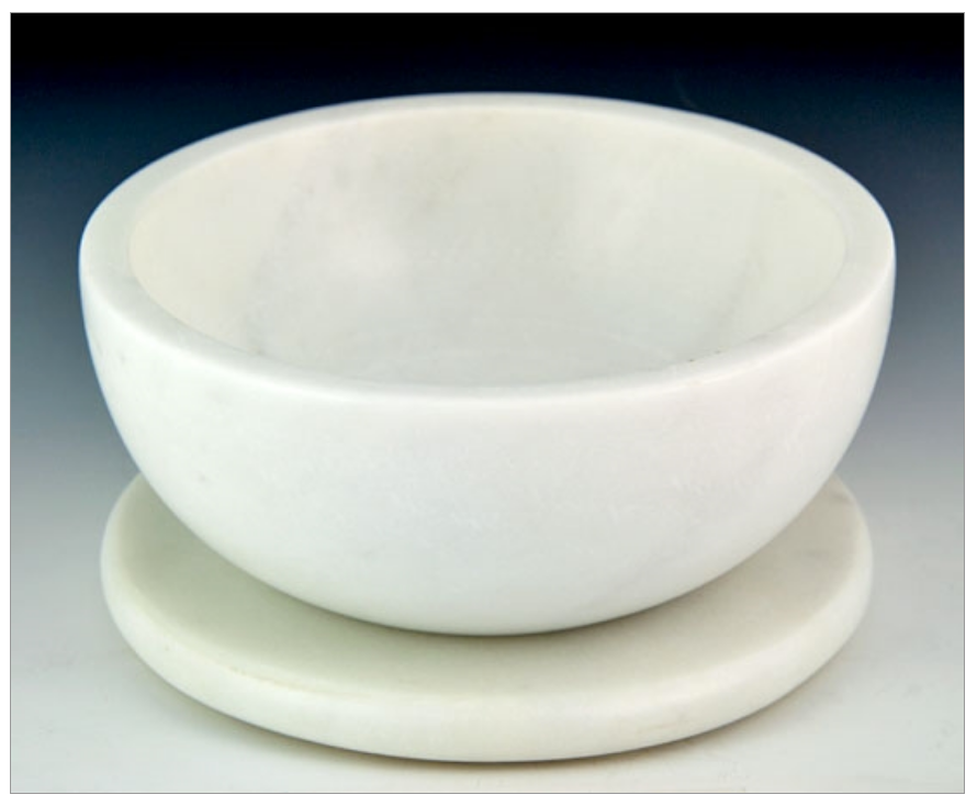 Opal White Marble Charcoal Incense Burner Bowl w/ Coaster 5"