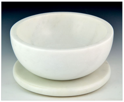Opal White Marble Charcoal Incense Burner Bowl w/ Coaster 5"