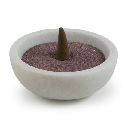 White Marble Bowl Charcoal Incense Burner 4"