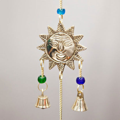 Triple Sun Brass Wind Chime with Beads