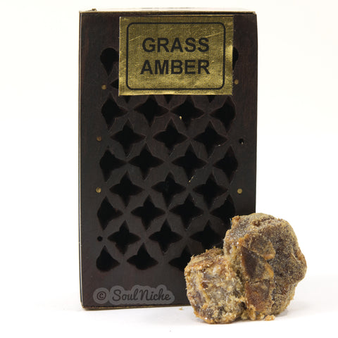 Grass Amber Resin - Solid Amber Perfume Incense Rosewood Box