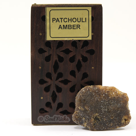 Patchouli Amber Resin - Solid Amber Perfume Incense Rosewood Box