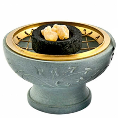 Gray Soapstone Combination Charcoal Incense Burner 3.5"