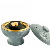 Gray Soapstone Combination Charcoal Incense Burner 3.5"