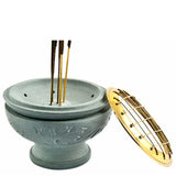 Gray Soapstone Combination Charcoal Incense Burner 3.5"