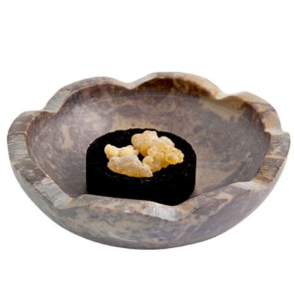 Lotus Soapstone Charcoal Incense Burner Bowl 4"D
