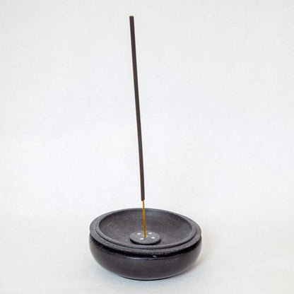 Black Soapstone Charcoal Incense Burner Bowl w/ Lid 4"