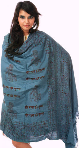 Prayer Shawl with Printed Hare Ram Hare Krishna Mantra