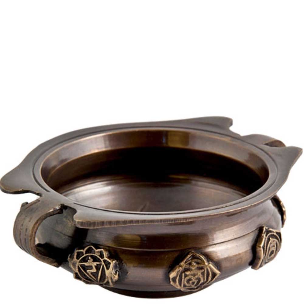 Seven Chakras Brass Tibetan Charcoal Incense Burner 4"