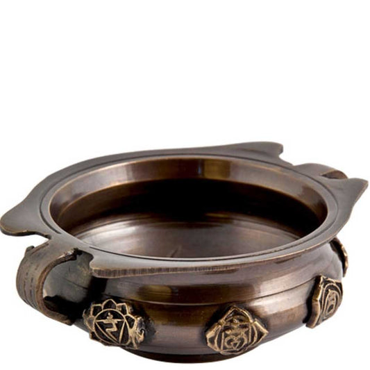 Seven Chakras Brass Tibetan Charcoal Incense Burner 4"