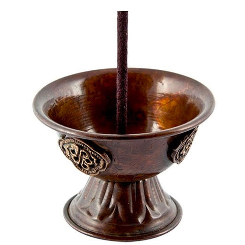 Tibetan Incense Burner Copper Antique 2"H