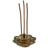 Tibetan Incense Burner Lotus Copper Antique 3.75"H
