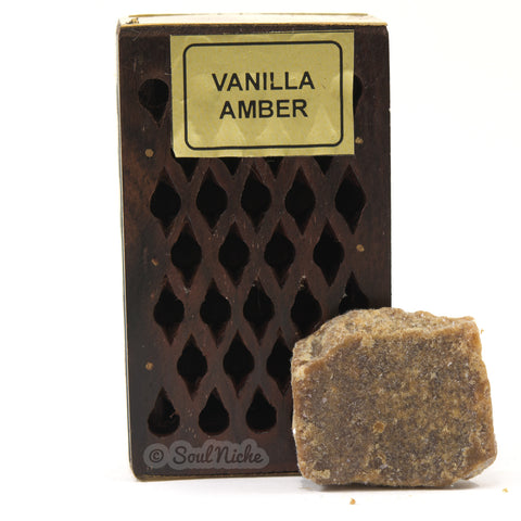 Vanilla Amber Resin - Solid Amber Perfume Incense Rosewood Box